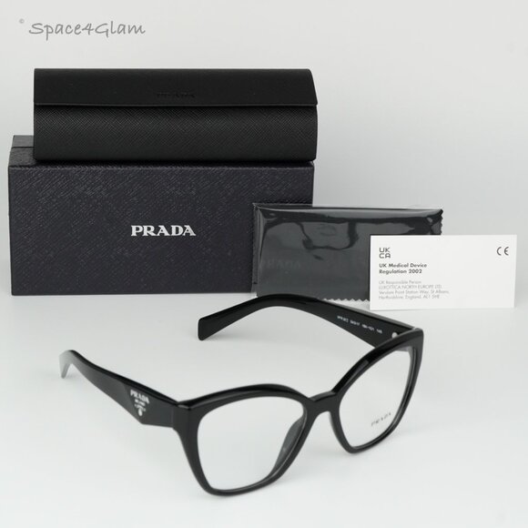 Prada Women Eyeglasses Black Demo Cat Eye PR20ZV 16K1O1 BRAND NEW - Picture 8 of 8